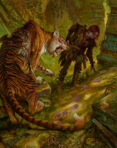 ArtStation - Tireless Tracker, Donato Giancola Tiger Woman, Donato Giancola, Female Tiger, Geeky Art, Inspiration For The Day, Pathfinder Rpg, Feather Painting, D&d Dungeons And Dragons, Computer Graphics