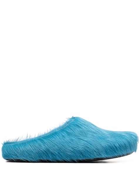 Shop or share your style of the product on ModeSens! Electric blue leather/calf hair textured calf hair clog slippers from MARNI featuring textured finish, round toe, moulded footbed, slip-on style, backless and flat rubber sole. Marni Shoes, Clog Shoes, Clog Slippers, Swag Shoes, Slides Shoes, Clogs Shoes, Calf Hair, Slide Slipper, Blue Leather