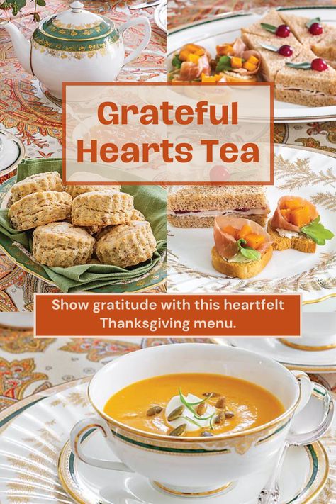 Fall Tea Party Sandwiches, Fall Tea Party Menu Ideas, Fall Tea Time Recipes, Autumnal Tea Party, Turkey Tea Sandwiches, Thanksgiving Tea Party, Autumn Tea Time, Soup Butternut Squash, Scones Pumpkin