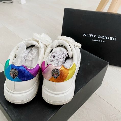 Kurt Geiger white rainbow sneakers Kurt Geiger Sneakers Outfit, Kurt Geiger Shoes Outfit, Tenis Kurt Geiger, Kurt Shoes, Bolsas Kurt Geiger, Kurt Geiger Sneakers, Kurt Geiger Shoes, Rainbow Sneakers, White Nike Shoes