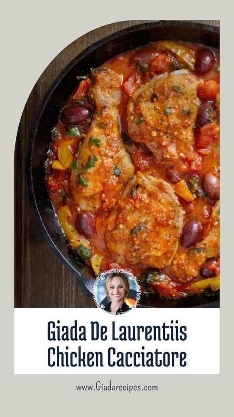 Giada De Laurentiis Chicken Cacciatore Chicken Cacciatore Recipes Italian, Chicken Cacciatore Keto, Chicken Cacciatore Oven Recipe, Best Chicken Cacciatore Recipe, Chicken Cacciatore Recipe Authentic, Chicken Catchatori Recipe, Chicken Cattitore Recipes, Chicken Catchatori, Chicken Cattitore