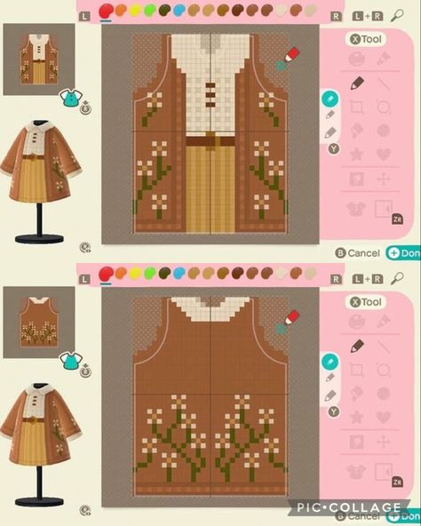 Sorry i do not have a source for this design Cute Animal Crossing Design Patterns, Animal Crossing Custom Design Template, Animal Crossing Custom Outfits, Patterns For Animal Crossing, Acnh Custom Design Template, Dress Design Animal Crossing, Clothes Design Animal Crossing, Custom Design Outfits Acnh, Animal Crossing Clothes Template