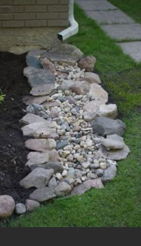 Downspout Extension, Rock Garden Landscaping, Have Inspiration, Outside Ideas, Home Landscaping, Garden Yard Ideas, Yard Work, Landscaping With Rocks, Yard And Garden