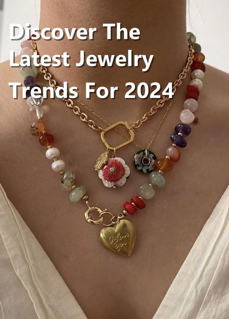 Looking to stay ahead of the fashion game? Dive into the latest jewelry trends for 2024! From statement earrings to layered necklaces, this pin has all the inspiration you need to elevate your accessory game. Stay stylish and on-trend with these must-have pieces. Necklace Trends 2024, Earrings 2024 Trends, Jewelry Trend 2024, Fall 2024 Jewelry Trends, Trend Accessories 2024, Trending Earrings 2024, Jewellery Trends 2024, Trending Jewelry 2024, Jewelry 2024 Trends