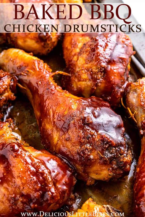 BBQ Chicken Drumsticks are made with a simple rub, then oven-baked to crispy perfection. They are then coated in your favorite barbecue sauce before serving. This easy recipe is a great option to serve a crowd or for weekly meal prep. Bbq Chicken In Oven Drumsticks, Oven Baked Marinated Chicken Drumsticks, Barbeque Drumsticks Oven, Baked Barbeque Chicken Drumsticks, Barbecue Chicken Legs In The Oven, Baked Bbq Chicken Legs In The Oven, Chicken Drumsticks And Thighs Recipe, Oven Chicken Legs Baked Drumsticks, Oven Bbq Chicken Drumsticks