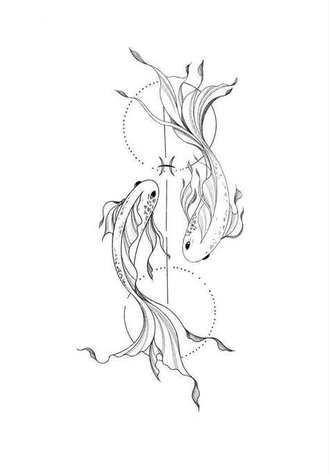 Pisces Tattoo Drawing, Sun And Moon Koi Fish, Piceses Tattoo, Pisces Drawing, Harmony Tattoo, Pisces Tattoo Designs, Koi Tattoo Design, Pisces Tattoo, Tier Tattoo