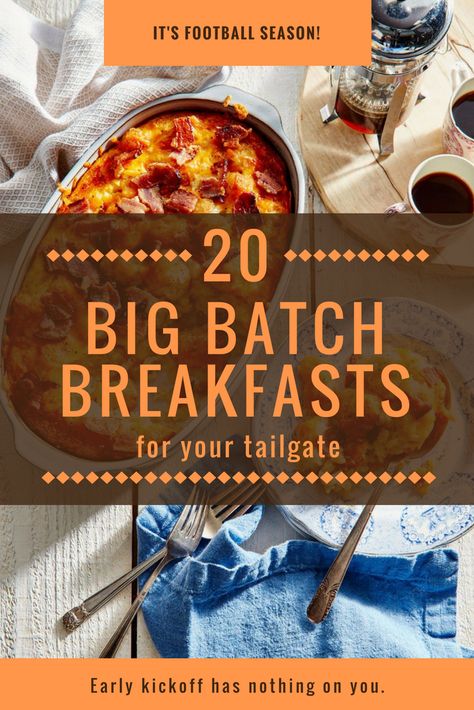 Large Batch Breakfast, Batch Breakfast Ideas, Big Batch Breakfast, Breakfast Tailgate Food, Tailgate Breakfast, Batch Breakfast, Team Breakfast, Group Breakfast, Team Meal