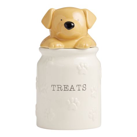 Ceramic Paw Print Pet Treat Jar with Figural Dog Lid - World Market Pet Treat, Dog Treat Jar, Treat Jar, Falls Church, Treat Jars, Dog Treat, Pet Treats, World Market, Cute Dog