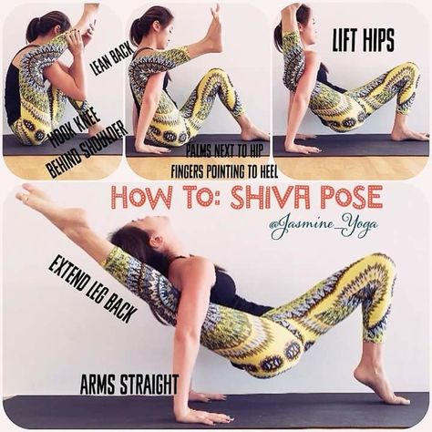 How to.... Shiva pose Infinity Pose Yoga, Shiva Pose Yoga, Yoga Peak Pose Ideas, Shiva Yoga, Yoga Steps, Yoga Goals, Different Types Of Yoga, Yoga Movement, Yoga Tutorial