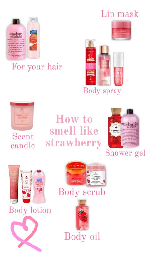 #strawberry #strawberryaesthetic #strawberryshortcake #howtosmelllike #strawberryproducts #products #wishlist #photooftheday #aesthetic Strawberry Perfume, Sleek Short Hair, Scent Combos, How To Smell Good, Fragrance Lab, Smell Nice, Aesthetic Shuffles, Coconut Dream, To Smell Good