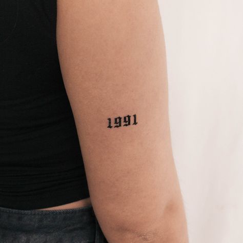 Gothic Font 1991 Birth Year Temporary Tattoo (Set of 3) Year Tattoo Fonts, Gothic Number Tattoo, 1991 Tattoo, Gothic Font Tattoo, 1995 Tattoo, 1997 Tattoo, Font Tattoo Design, 1999 Tattoo, Birth Year Tattoo