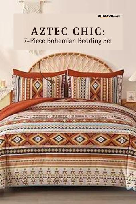 Dinjoy Boho King Size Bed in a Bag, Red Comforter Set, Aztec Striped Bedding, Bohemian Complete Set, Fluffy Geometric Burgundy Comforters
 Transform your bedroom into a bohemian oasis with our vibrant red comforter set and Aztec stripes.

#bohemianbedding #redcomforterset #aztecstripes #kingsizebedding #fluffysheets #geometricdesign #bedroomdecor #homedecor #luxurybedding #sleepessentials Terracotta Comforter, Aztec Comforter, Mexican Bedroom Decor, Bedroom Terracotta, Aztec Bedding, Red Comforter Sets, Green Comforter Sets, Tornado Pictures, Western Comforter Sets