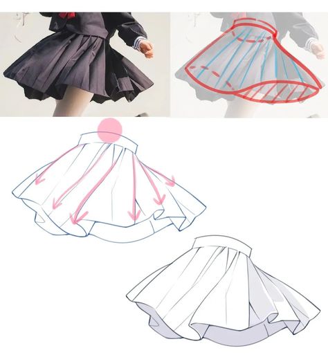 Skirt Laying Down Reference, Skirt Ruffles Reference Drawing, Ruffle Skirt Drawing Reference, Skirt Upside Down Drawing, Skirt Reference Drawing Wind, Skirt Flowing Reference, How To Draw Folds In Dresses, Skirt Twirl Drawing Reference, Clothing Folds Drawing Reference