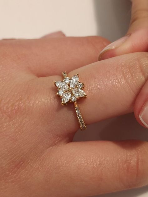 Marquise Cut Engagement Ring, Dainty Diamond Ring, Marquise Diamond Engagement Ring, Lover Jewelry, Cute Engagement Rings, Future Engagement Rings, Flower Engagement Ring, Gold Ring Designs, Love Jewelry