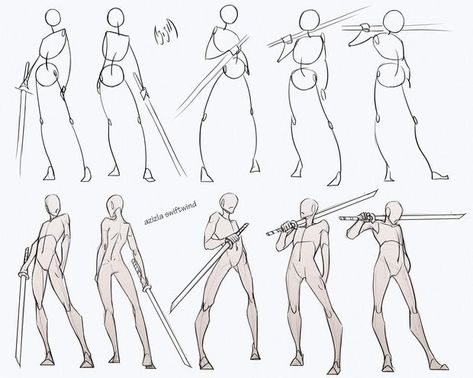 Swordsman Poses Pack - Follow my Patreon for ALL sketches and resources! Drawing reference resource practice human body anatomy tutorial male androgyne sword swordsman poses standing how to draw Poses With Swords Standing, How To Draw Manga Bodies, Greatsword Pose Reference, Warrior Poses Drawing, Pose With Swords Pose, Girl Holding Swords Reference Drawing, Pose Reference Swordman Female, Warrior Poses References, Sketch Body Male