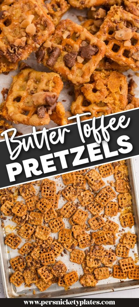 Pretzels With Heath Bits, Buttery Toffee Pretzels, Pretzel Sweet Snacks, Toffee Pretzels With Heath Bits, Sweet And Salty Pretzels, Easy Pretzel Dessert, Pretzel Treats Easy, Toffee Pretzel Recipe, Recipes Using Pretzels