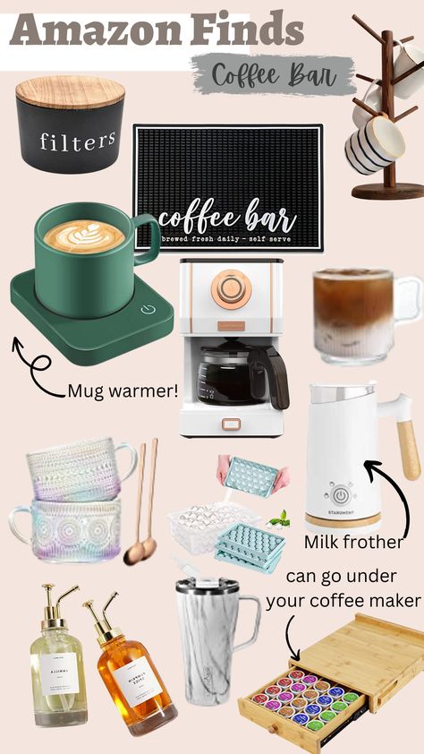 Sharing a collection of Amazon coffee bar favorites. Perfect to gift yourself or the coffee lover in your life. You can find more on my idea list on Amazon! #ad Amazon Coffee Bar Must Haves, Keurig Coffee Bar Ideas Kitchen Counter, Coffee And Tea Bar Ideas, Coffee Bar Set Up, Amazon Coffee Bar, Coffee Bar Must Haves, Coffee Bar Essentials, Tea Corner, Coffee Bar Ideas Kitchen Counter