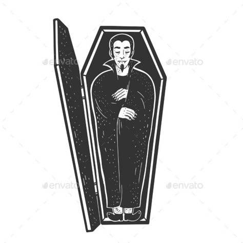 Vampire Sleeping In Coffin, Coffin Sketch, Vampire Sleeping, Vampire In Coffin, Coffin Illustration, Graphic Book Cover, Coffin Bed, Vampire Coffin, Tshirt Graphic Design Ideas