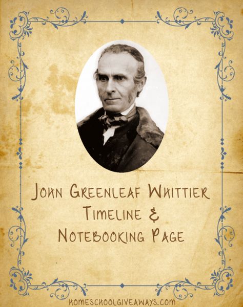 American Authors Timeline Worksheet and Notebooking Page-John Greenleaf Whittier Timeline Worksheet, John Greenleaf Whittier, Teaching Freebies, Notebooking Pages, The Legend Of Sleepy Hollow, Rip Van Winkle, Washington Irving, Christian Homeschool, Homeschool Inspiration