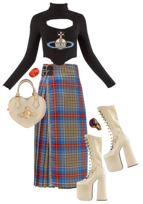 Vivienne Westwood Clothes, Vivienne Westwood Designs, Vivienne Westwood Dress, Basket Style, Victoria Secrets, Outfit Maker, Mode Inspo, Outfit Shoplook, Plaid Skirt