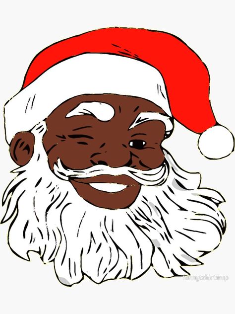 "Winking Black Santa Claus Christmas XMAS" Sticker by funnytshirtemp | Redbubble Black Santa Claus, Pan African Flag, Xmas Sticker, African Flag, Pan African, Merry Christmas Pictures, Flag Hat, Black Santa, Jolly Santa