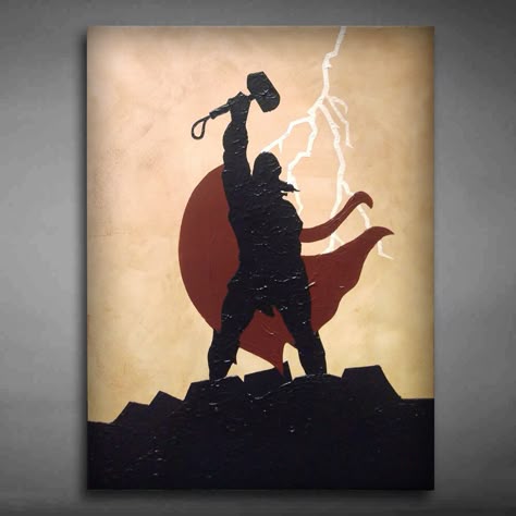 Marvel Art Canvas, Thor Painting, Superhero Painting, Avengers Painting, Marvel Canvas, Marvel Paintings, Canvas Art Painting Acrylic, Vintage Art Paintings, Avengers Thor