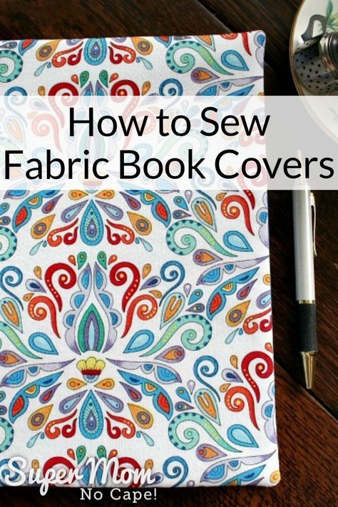 Learn how to sew a fabric cover for any size of book. in this complete step-by-step sewing tutorial. The example used in the tutorial turns a composition book into a beautiful journal for yourself or as a gift. But by following the simple measuring directions you'll be able to make a book cover for any of your favorite books. A confident beginner could easily complete this sewing project. #sewing #sewingproject #sewingtutorial #bookcover #DIYgiftideas Make A Book Cover, Fat Quarter Projects, Fabric Book Covers, Sew Projects, Beginner Sewing Projects Easy, Small Sewing, Small Sewing Projects, Leftover Fabric, Fabric Book