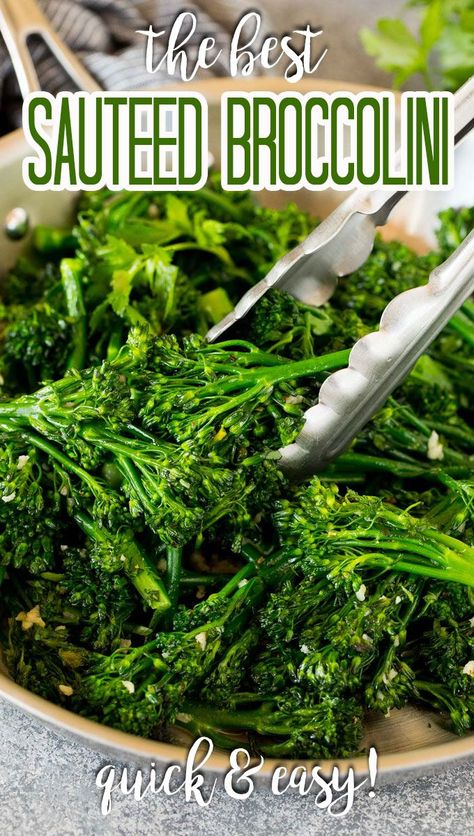 Broccolini Sauteed, How To Cook Broccolini, Brocolini Recipes, Baby Broccoli Recipe, Easy Veggie Sides, Broccolini Recipe, Broccoli Side Dish, Broccoli Sauteed, Roasted Broccolini