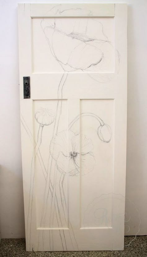 vintage door painted poppy makeover Painted Bedroom Doors, Door Sketch, Painted Poppy, Chalk Paint Makeover, Closet Door Makeover, Door Painting, Window Panes, Painted Door, Vintage Doors