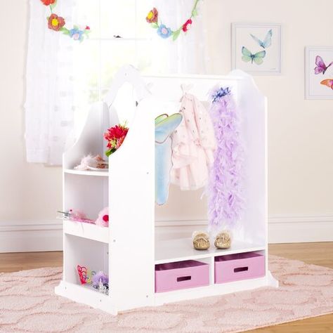 Toddler Playroom Organization, Kids Armoire, Dress Up Closet, Dress Up Storage, Two Mirrors, Toddler Playroom, Kids Closet Organization, Play Furniture, Playroom Organization