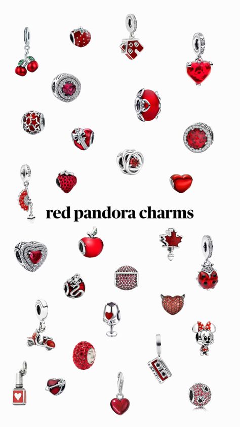 ❤️ #red #pandora #aesthetic #pandoracharms Red Pandora Bracelet, Red Pandora Charms, Red Theme Pandora Bracelet, Pandora Red Heart Set, Pandora Aesthetic, Pandora Charms Red, Adjustable Red Charm Bracelet, Red Heart-shaped Charm Bracelet, Pandora Bracelet Silver