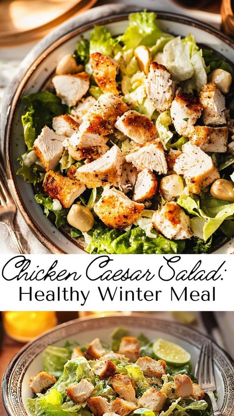 This Chicken Caesar Salad is a staple for any winter dinner recipe collection. Its balance of fresh ingredients and savory flavors makes it an excellent choice for healthy winter treats or Friendsgiving food ideas. Whether as a main dish or a side, it’s guaranteed to impress your guests! Friendsgiving Food Ideas, Chicken Caesar Salad Recipe, Healthy Winter Meals, Grilled Chicken Tenders, Friendsgiving Food, Winter Meals, Caesar Salad Recipe, Winter Treats, Chicken Caesar