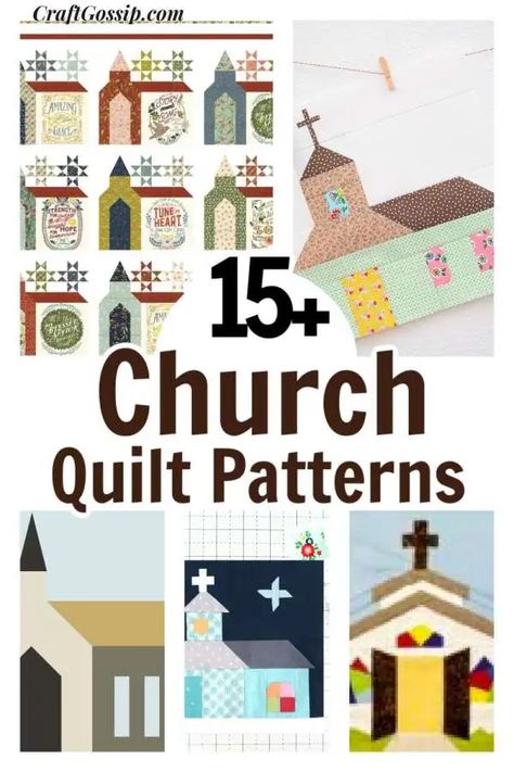 15 Church Building Quilt Patterns – Quilting Cross And Crown Quilts, Bible Quilt Blocks Patterns, Church Quilt Block Pattern, House Quilts Ideas, Religious Quilt Patterns, Christian Quilt Patterns, Free Applique Quilt Patterns, Traditional Quilts Patterns, Christian Sewing Projects