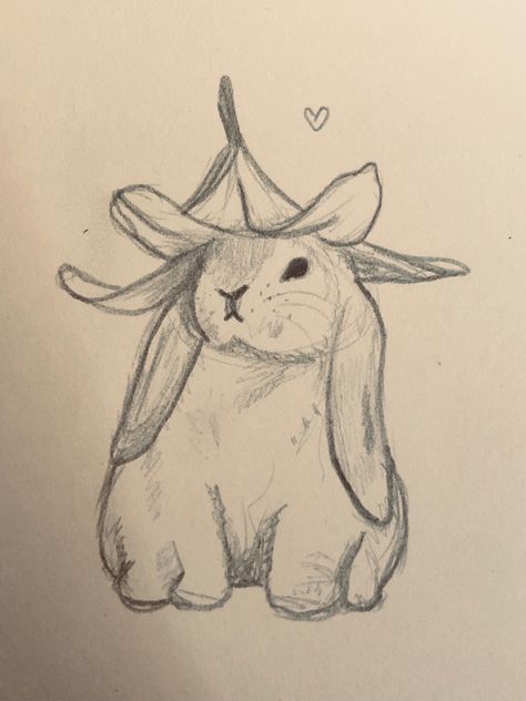 Floppy Ear Bunny Drawing, Watercolour Bunny Easy, April Drawing Ideas, Sketchbook Ideas Animals, Cute Rabbit Doodle, Pencil Shading Drawings Easy, Baby Bunny Drawing, Thing To Sketch, Bunny Drawing Easy