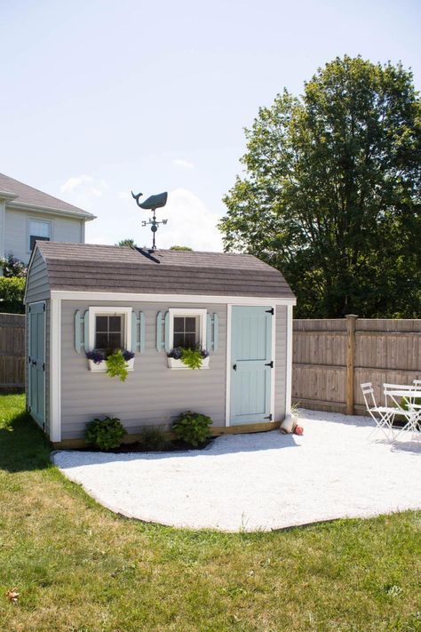 Coastal Theme Shed Shed Makeover, Pool Shed, Tuff Shed, She Shed Ideas, Backyard Storage Sheds, Shed Office, Shed Decor, Craft Shed, Simple Shed