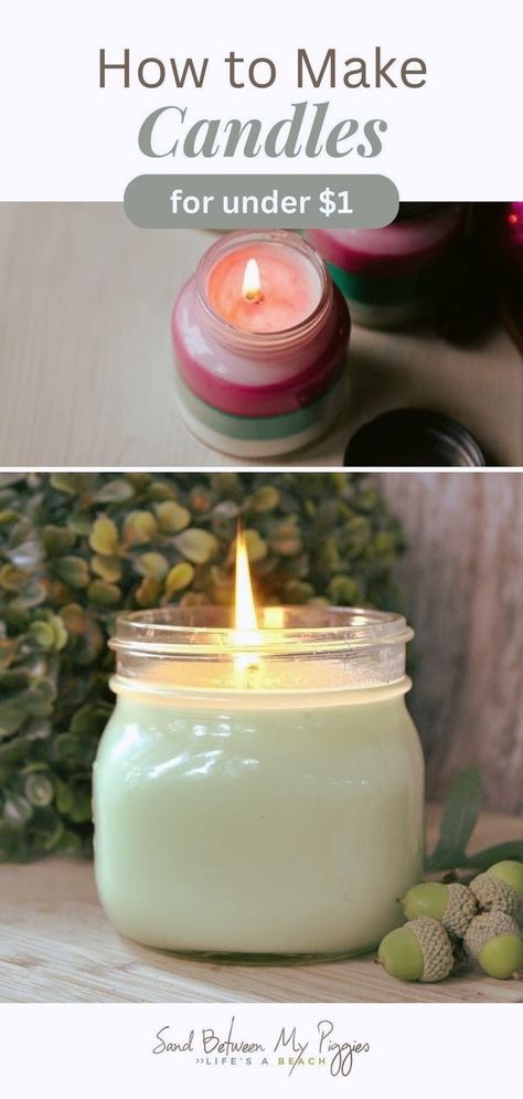 Love candles but hate the high prices? Learn how to make your own beautiful candles for less than $1 each with our simple guide. Enjoy crafting these affordable candles at home and customize them with your favorite scents and colors. Perfect for gifts or personal use, these DIY candles are a budget-friendly way to add warmth to any space. Homemade Citronella Candles, Diy Candle Gift, Healthy Candles, Make Candle, Candles At Home, Love Candles, Making Candles Diy, Candle Projects, Diy Candles Scented