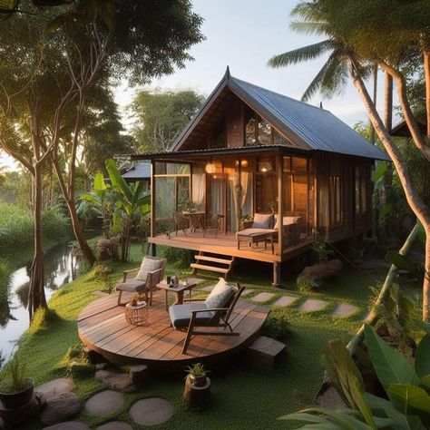 Philippine Houses, Asian House, Tropical House Design, Bamboo House Design, A Small House, Rest House, Bamboo House, Island House, Tropical House