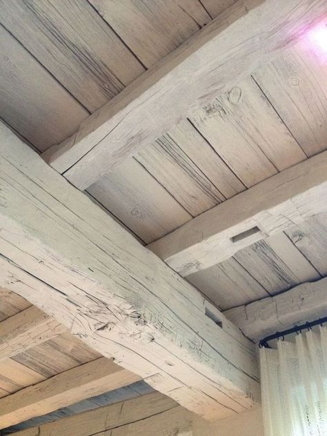 Lime wash: White Wash Cottage Interior, Driftwood Beams Ceiling, White Painted Wood Ceiling Exposed Beams, Painted Timber Ceiling, Whitewashed Wood Ceiling, White Wash And Stain Wood, White Wash Wood Ceiling, Whitewash Wood Ceiling, Whitewashed Beams