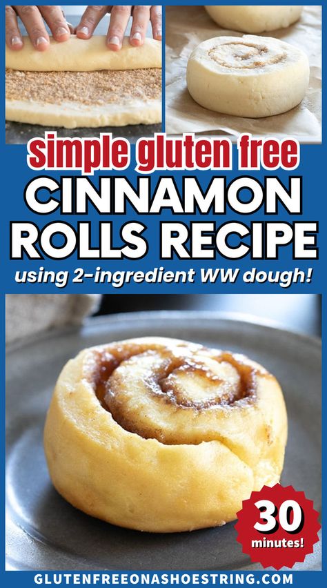 a single cinnamon roll on a silver plate Easy Gluten Free Cinnamon Rolls, Gluten Free Yeast Rolls, 2 Ingredient Bread, Gluten Free Cinnamon Rolls Recipe, Dairy Free Cinnamon Rolls, Gf Vegan Recipes, Gluten Free Dinner Rolls, Gluten Free Rolls, Easy Pancakes