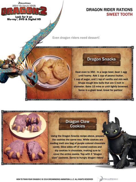 Dragon Snacks and Cookie Recipes - How to Train Your Dragon 2 Dragon Snacks, Dragon Recipe, Cartoon Recipe, Disney Movie Night Dinner, Disney Themed Food, Movie Night Dinner, Disney Dishes, Pumpkin Stencils, Disney Dinner