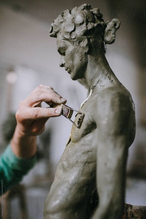 "Clay can be dirt in the wrong hands, but clay can be art in the right hands." - Lupita Nyong'o. Photo by Stocksy contributor Sergey Narevskikh. #stockphoto Clay Statue, Traditional Sculptures, Anatomy Sculpture, Classic Sculpture, Sculpture Art Clay, Portrait Sculpture, Sculpting Clay, Art Clay, Molding Clay