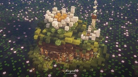 Lily Pad House Minecraft, Lilly Pad Minecraft Build, Giant Lily Pads Minecraft, Minecraft Water Lily, Minecraft Lily Pad Build, Minecraft Houses Swamp, Minecraft Lily Pad, Minecraft Water Builds, Minecraft Houses On Water