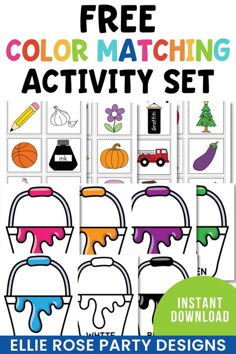 Help toddlers and preschoolers learn their colors with our free printable color matching activity. Click through to download yours! Colour Sorting Activities Printable, Color Sorting Printable Free, Color Games For Preschoolers Circle Time, Colour Matching Printable Free, Color Unit For Preschool, Color Matching Toddler Activities, Color Theme Lesson Plans For Toddlers, Colour Kindergarten Activities, Free Matching Games For Preschoolers