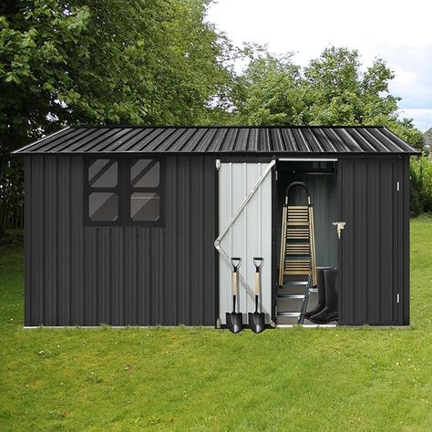 Amazon.com : DHPM 10FT x 8FT Sheds Outdoor with Window & Storage Clearance, Metal Anti-Corrosion Utility Tool House with Lockable Door & Shutter Vents, Waterproof Storage Garden Shed for Backyard Lawn Patio : Patio, Lawn & Garden Shed Windows, Practical Garden, Outdoor Storage Shed, Outside Storage, Tool Shed, Metal Storage Sheds, Garden Storage Shed, Storage Sheds, Metal Shed