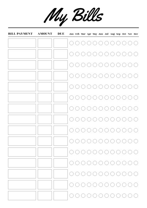 Keep your monthly bills in a one-page budget template. Here you can plan your expenses for each part of a yearly budget. It helps you don't miss paying a bill on time. Sections available in this template: Bill payment, Amount, Due, Monthly columns  #householdbudgetplanner #budgetplannertemplate #budget #plannerlove #organized House Bills List, New Year Budget Plan, Bill List Template, Templates For Planners, Money Saving Template Free Printables, Budgeting Template Free, Budgetting Template, Apartment Expenses List, Monthly Budget Printable Free Templates