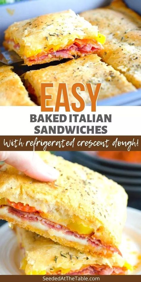 Italian Sandwich Recipe Crescent Rolls, Italian Baked Sandwiches, Sandwiches With Crescent Rolls, Ham And Pepperoni Sandwich, Ham And Salami Sandwich, Cresent Sandwich Recipes, Crescent Roll Italian Bake, Italian Breakfast Sandwich, Italian Crescent Rolls