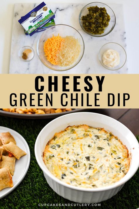 Green Chile Dip Recipes, Green Chile Dip, Chili Cream Cheese Dip, Cheese Chip Dip, Warm Dip Recipes, Dip Recipes Hot, Chili Cheese Dips, Football Party Food, Cream Cheese Dips