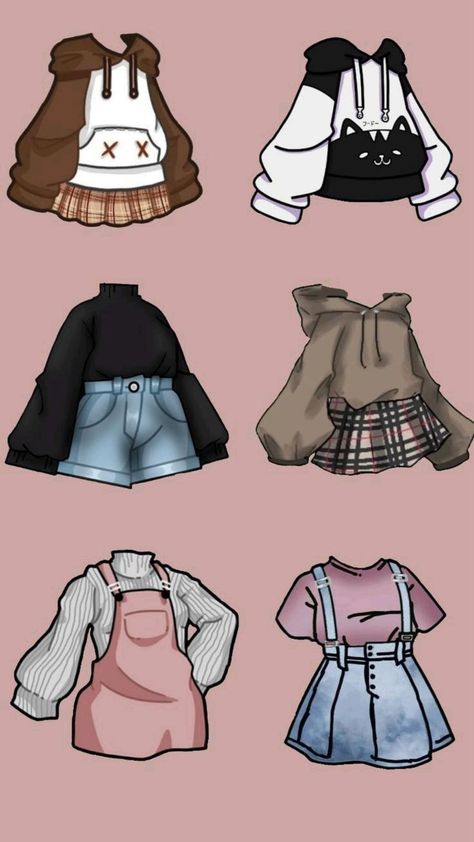 Cute Tops Drawing, Cute Kawaii Outfits Drawing, Cute Clothes Ideas Drawing, Art Base Clothes, Cute Clothes To Draw, Drawing Chibi Clothes, Body With Clothes Drawing, Clothing Ideas For Drawing, Sketch Outfit Ideas