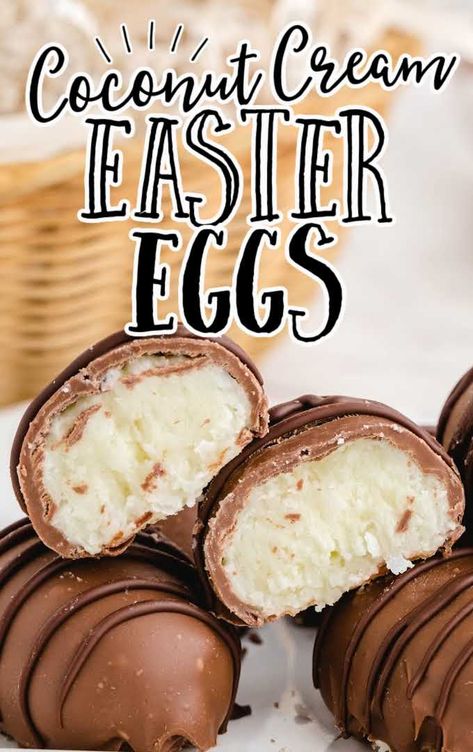 Easter Desserts With Coconut, Easter Cream Eggs, Coconut Eggs Recipe Easter, Chocolate Covered Coconut Eggs, Coconut Cream Eggs Easter, Coconut Easter Eggs Homemade, Cream Filled Easter Eggs, Coconut Cream Easter Eggs, Maple Cream Easter Eggs