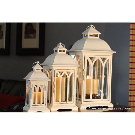 3PC Indoor/Outdoor Antique White Powder-Coated Steel and Tempered Glass Lanterns - Walmart.com Tiny Outdoor Space, Country Deco, Patio Lanterns, Glass Lanterns, Wedding Cocktail Hour, White Lantern, Backyard Studio, Candle Stick Holders, Large Lanterns